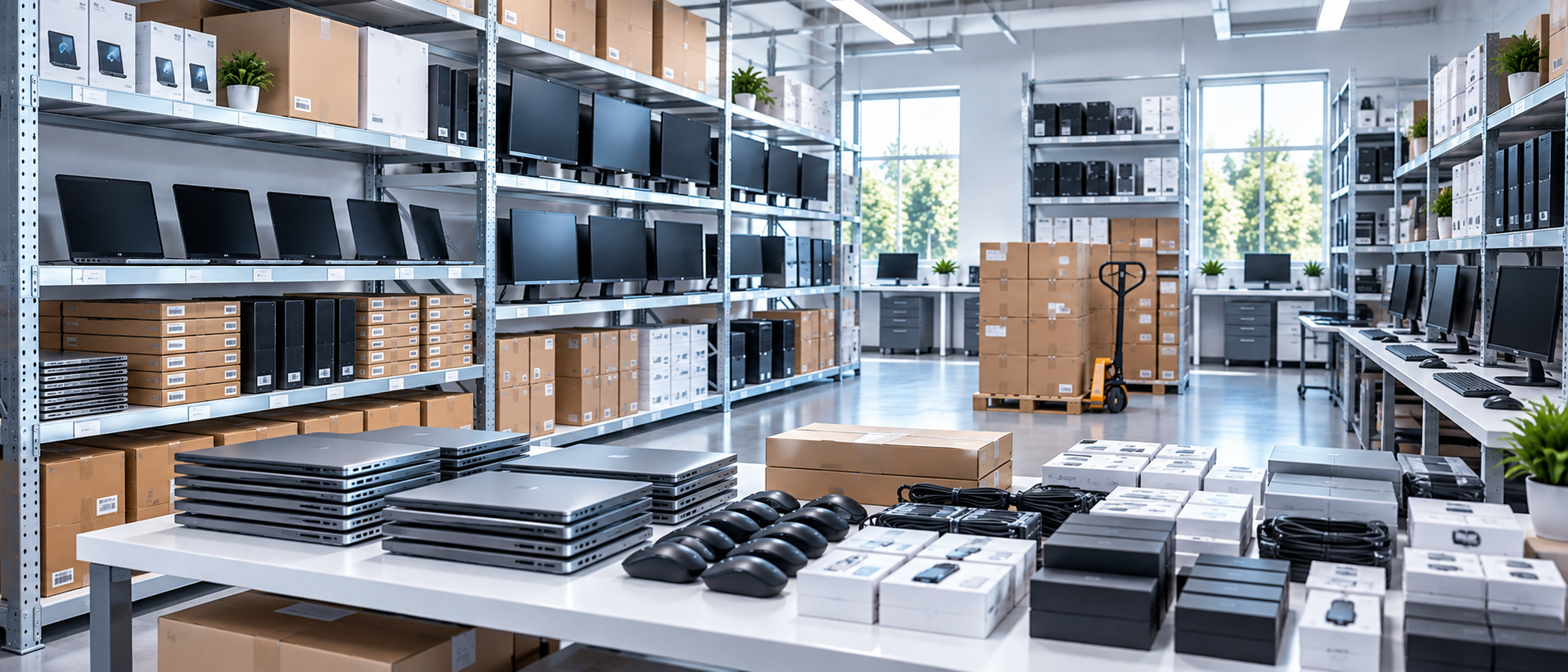 Oficina con equipamiento tecnológico en renting para empresas
